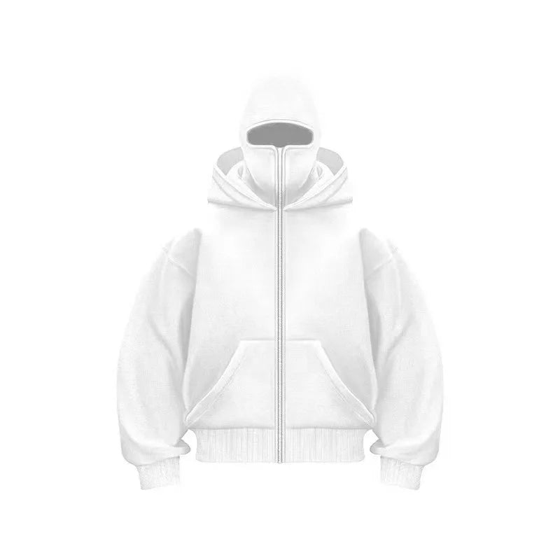 2025 Autumn Men Balaclava Y2K Gothic Harajuku Winter New Item Double Hooded Sweatshirt Men's Hooded Mask Zipper Sportswear Women