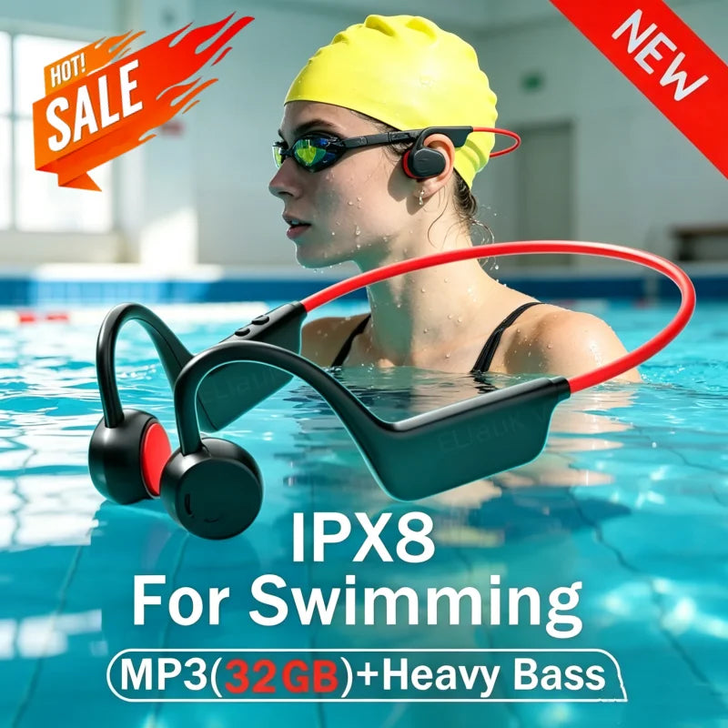 Bone Conduction Headphones Wireless IPX8 Waterproof Swimming Sports Headset Bluetooth 5.4 With Mic For Exercise Fitness 2026