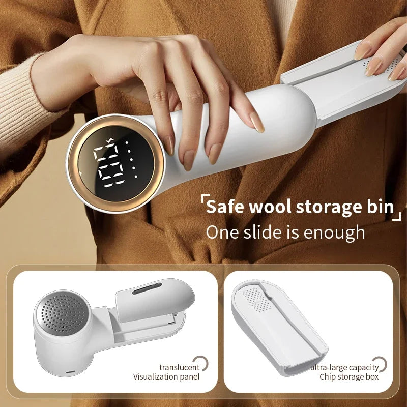 USB Charging Mini Electric Lint Remover Intelligent Digital Display Hairball Trimmer Portable For Sweaters Sofas 5 Gear Shaver